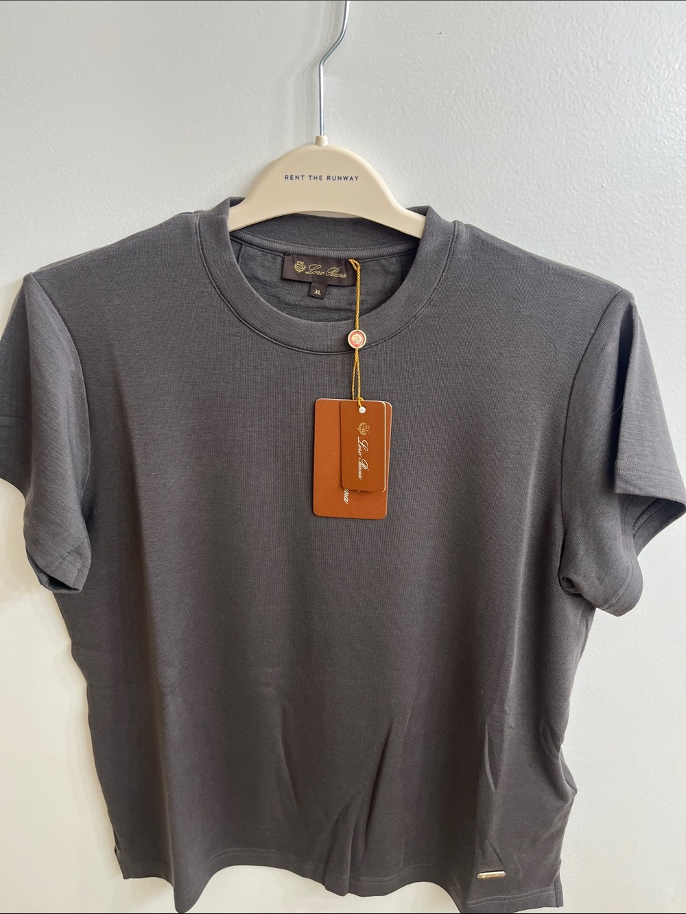 Loro Piana Wool Tee with Gold Hardware - Charcoal